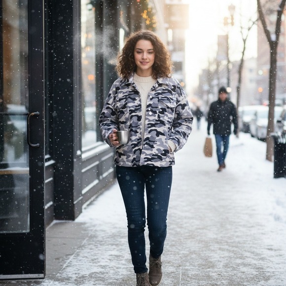 Savanna Jane Womens Camo Corduroy Shacket Jacket Size Medium‎ - Picture 4 of 5